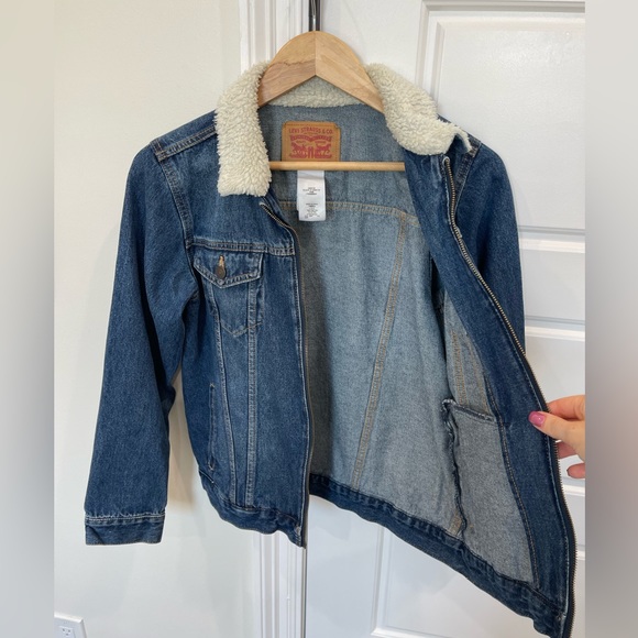 Levi Strauss Boy’s Jean Jacket Trucker Sherpa Collar Denim, Vintage, sz Large - Picture 5 of 8